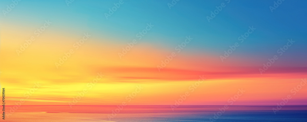 Blue, orange, yellow, vibrant Fantasy panoramic sunset sky - Gradient rich colors - ethereal dreamy summer sunset or sunrise sky. Uplifting and peaceful sky. Horizon dreamy view of the ocean sea Blue, orange, yellow, vibrant Fantasy panoramic sunset sky - Gradient rich colors - ethereal dreamy summer sunset or sunrise sky. Uplifting and peaceful sky. Horizon dreamy view of the ocean sea