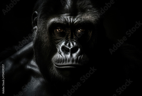 Close-Up of Dark Gorillas Face for Intense Viewing © Piotr