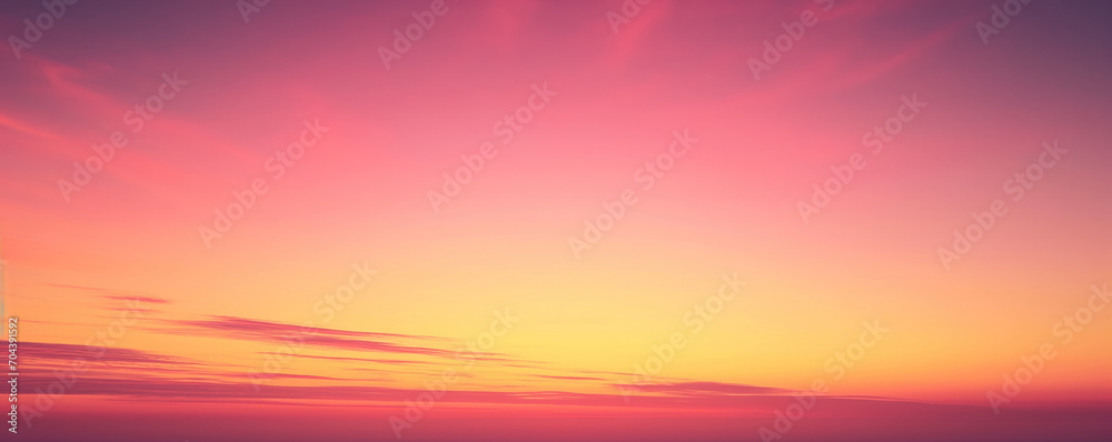 Red, orange, pink, yellow Fantasy vibrant panoramic sunset sky - Gradient rich colors - ethereal dreamy summer sunset or sunrise sky. Uplifting and peaceful sky.