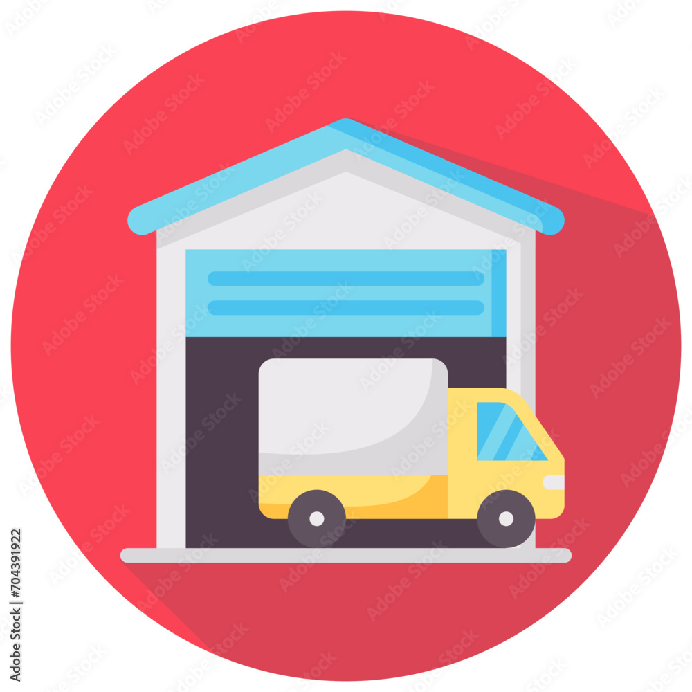 delivery warehouse round flat vector icon delivery warehouse round flat vector icon