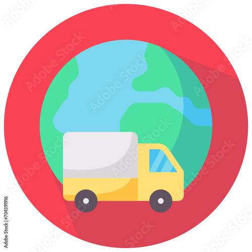 global delivery round flat vector icon