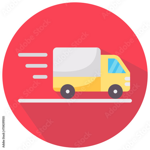 fast shipping round flat vector icon