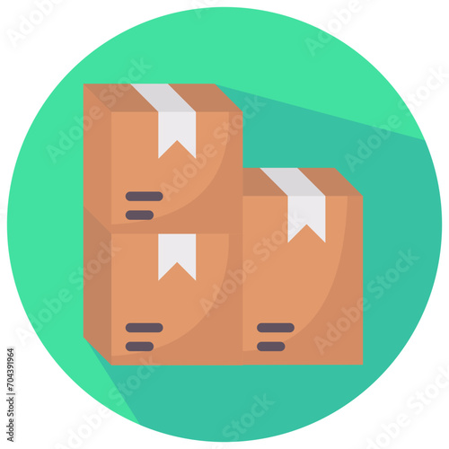 package boxes round flat vector icon