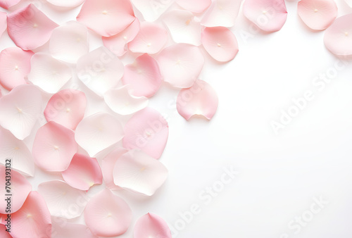 Pink Petals on White Background, a Beautiful Collection of Delicate Flower Blossoms