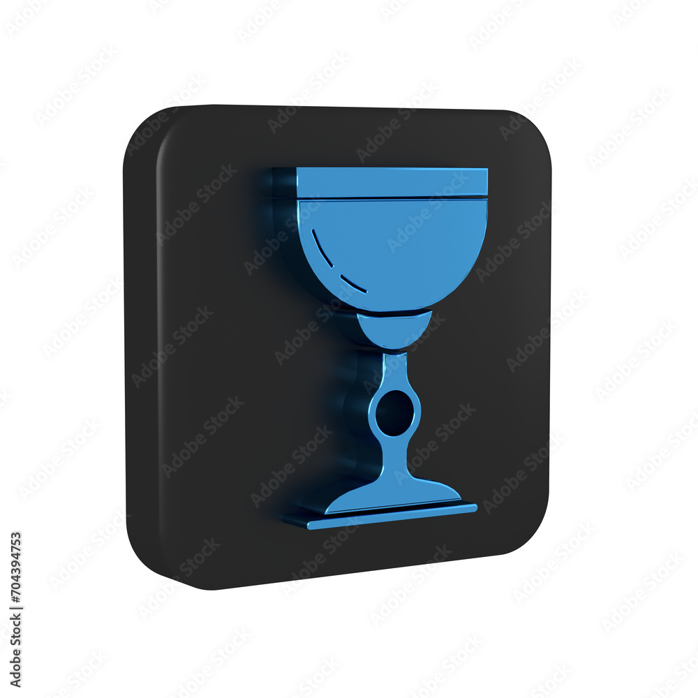Blue Jewish goblet icon isolated on transparent background. Jewish wine cup for kiddush. Kiddush cup for Shabbat. Black square button. Blue Jewish goblet icon isolated on transparent background. Jewish wine cup for kiddush. Kiddush cup for Shabbat. Black square button.