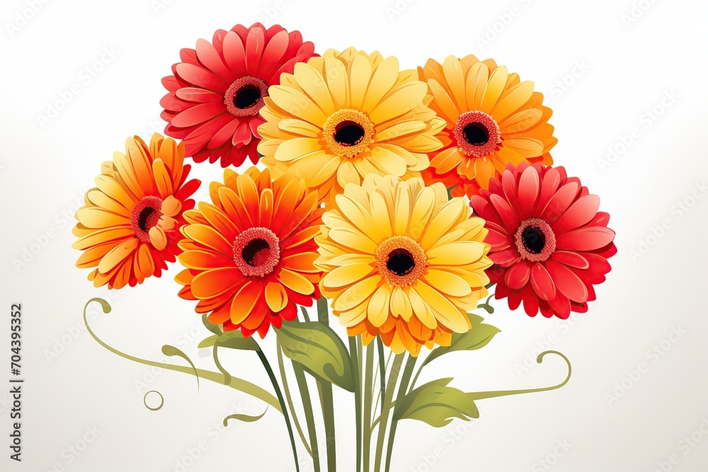 Illustration of colorful gerbera flowers on white background Illustration of colorful gerbera flowers on white background