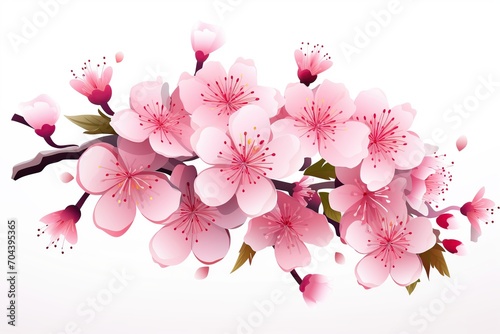 Illustration of cherry blossom branch on white background