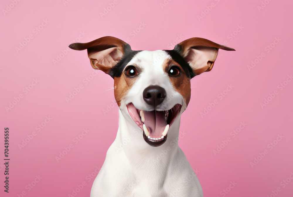 Excited White and Brown Dog With Open Mouth