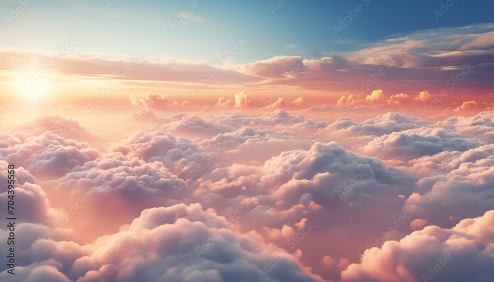 Obraz premium clouds at dawn view from an airplane. beautiful purple clouds at dawn.