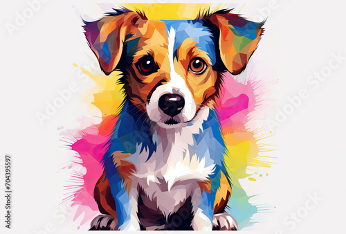 Colorful Background Dog Portrait