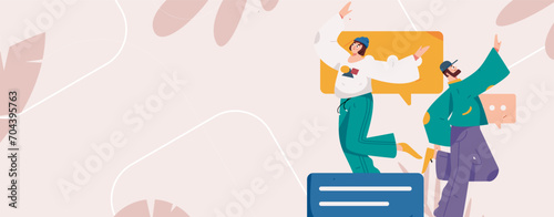 Communicate with consultants flat vector character concept operation hand drawn illustration
