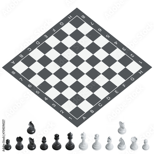 Chessboard with chess figures (ID: 704396127)