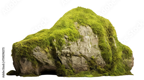 Moss-covered rock in a natural setting, cut out