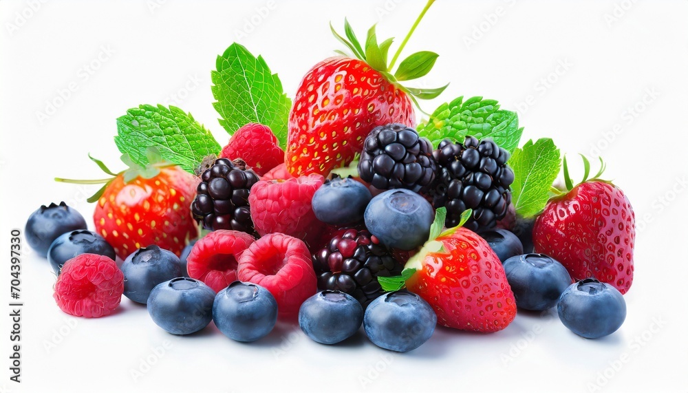 Fresh and Vibrant: Summer Berries on Clean White Background Fresh and Vibrant: Summer Berries on Clean White Background