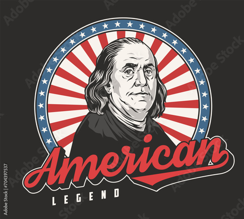 Benjamin Franklin vintage sticker colorful
