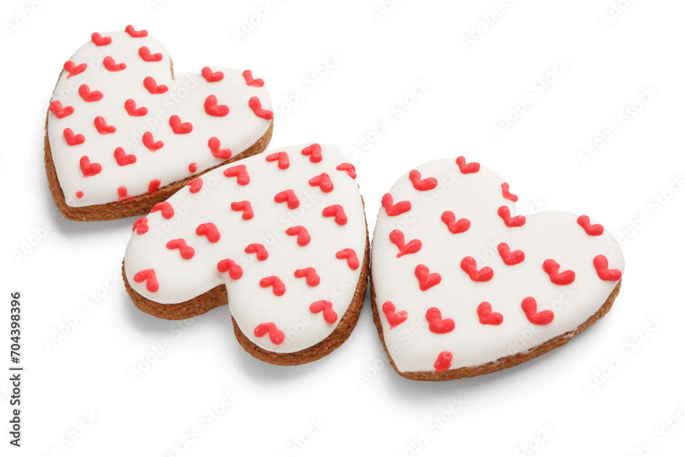 Heart shaped cookies on white background. Valentine's Day celebration Heart shaped cookies on white background. Valentine's Day celebration