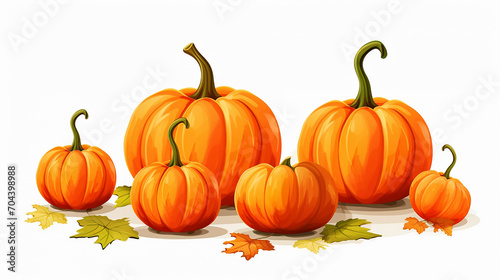 pumpkins illustration on white isolated background