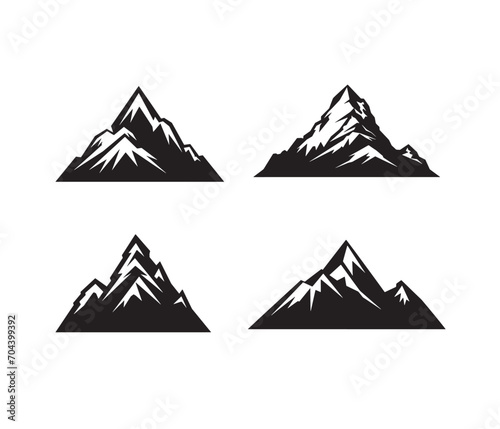 Mountain in silhouette collection. Vector illustration.