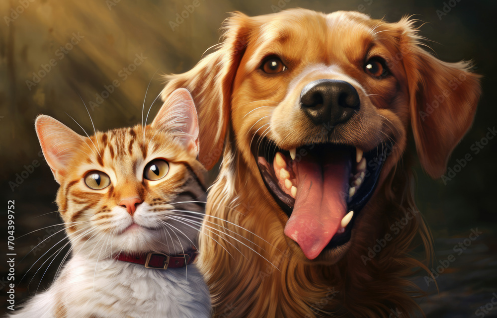 A Dog and a Cat With Open Mouths