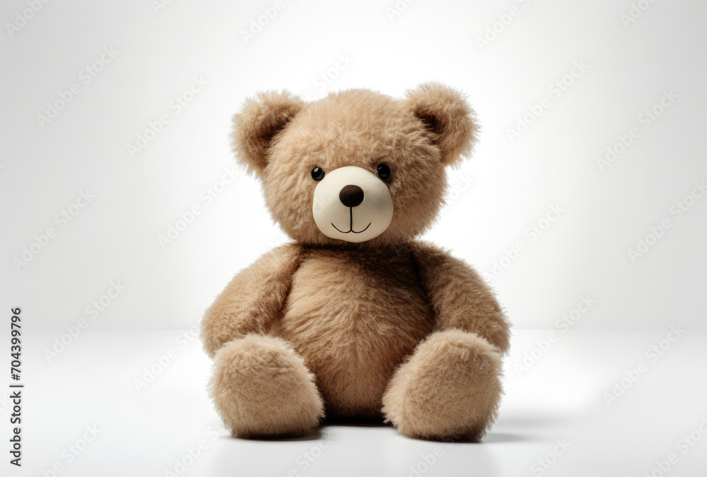 Brown Teddy Bear Sitting on White Surface