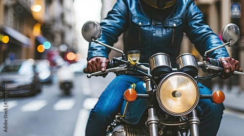 Fearlessly conquering the city streets, the motorcyclist exudes courage and audacity.