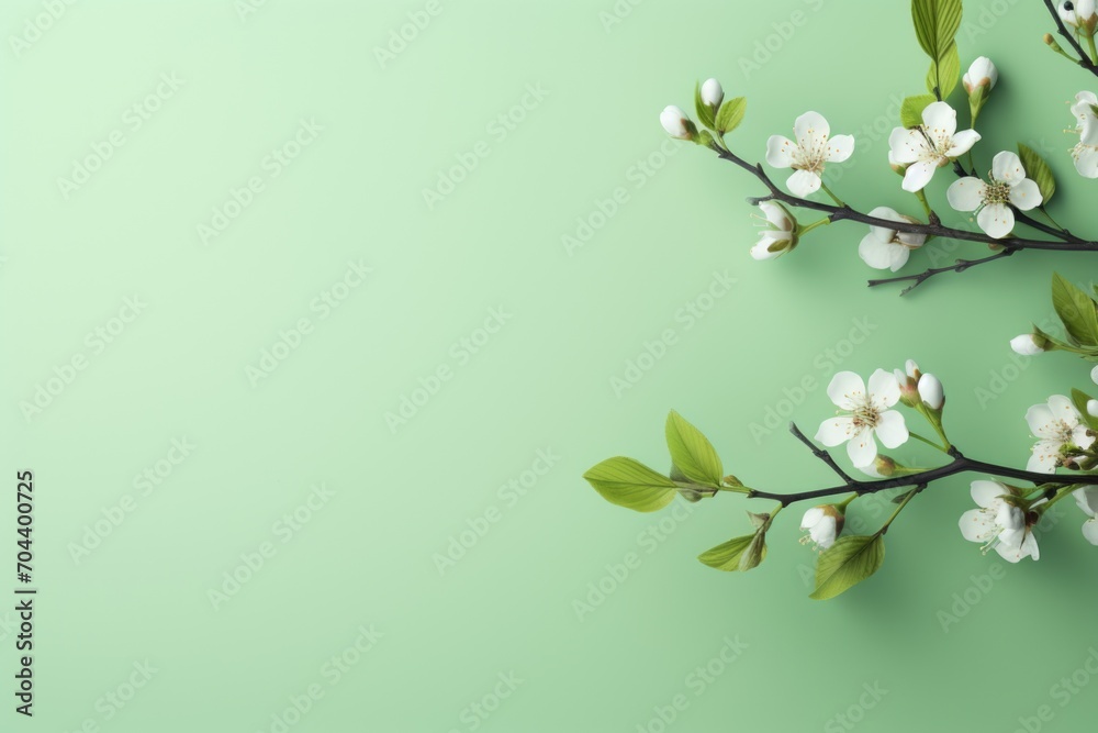spring cherry flowers on green background spring cherry flowers on green background
