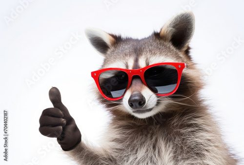 Raccoon Wearing Sunglasses Giving a Thumbs Up