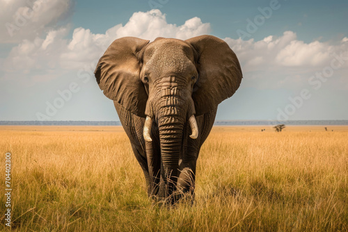 The majestic presence of an elephant taking a leisurely stroll through the savannah