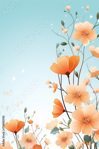 Beautiful flowers with leaves on a spring background. © TETIANA