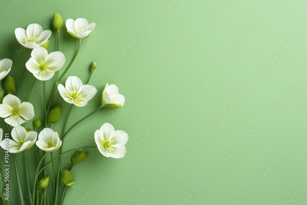 fresh spring flowers on green background - obrazy, fototapety, plakaty 
