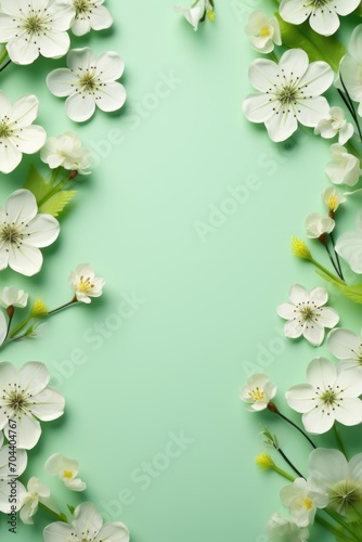 Beautiful spring blossoms on a peaceful green background.