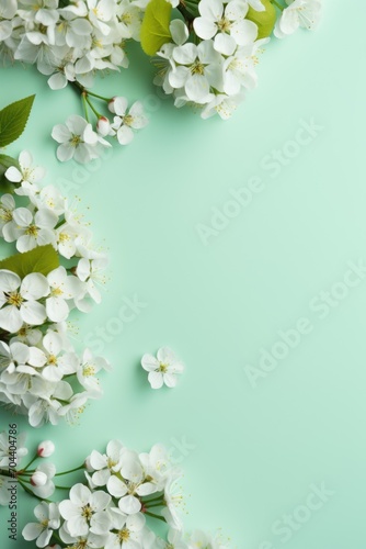 Beautiful spring blossoms on a peaceful green background.