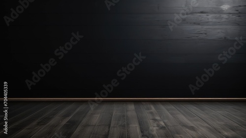 wood floor with dark black wall for present product, Generative Ai