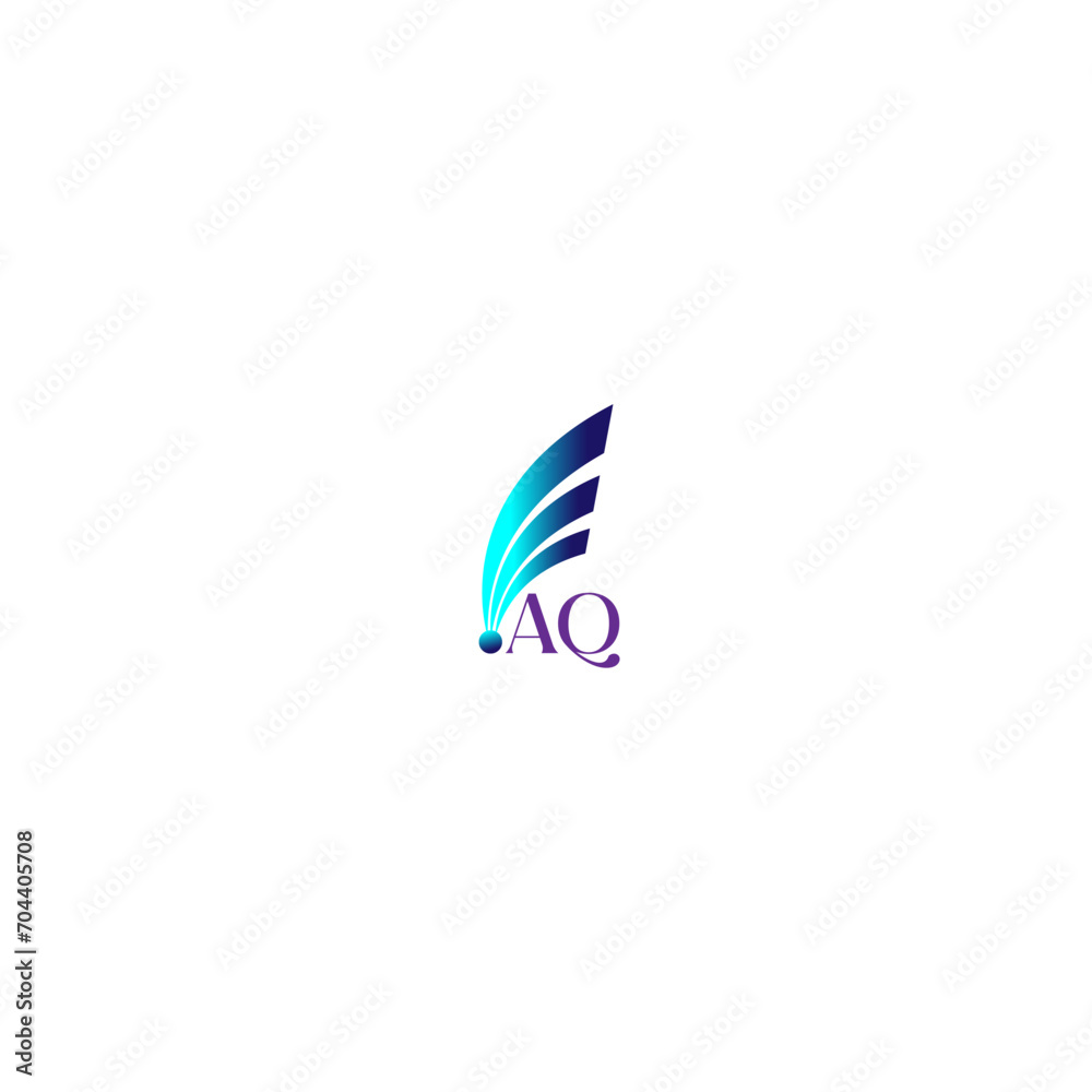 AQ creative initial letter flat monogram gradient color logo design with White background.Vector logo modern alphabet multi color font style. AQ creative initial letter flat monogram gradient color logo design with White background.Vector logo modern alphabet multi color font style.