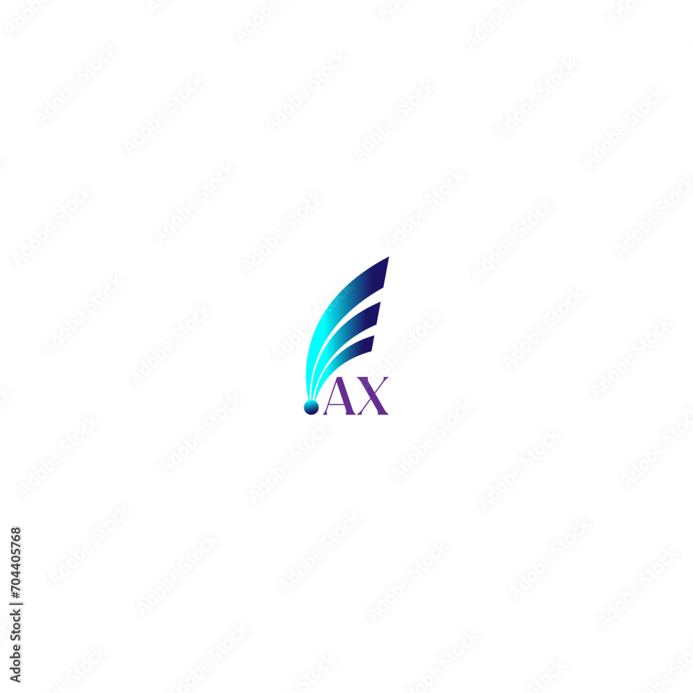 AX creative initial letter flat monogram gradient color logo design with White background.Vector logo modern alphabet multi color font style.