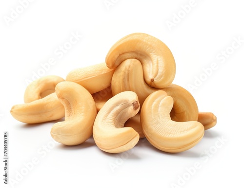 A handful of cashew nuts isolated on white background,