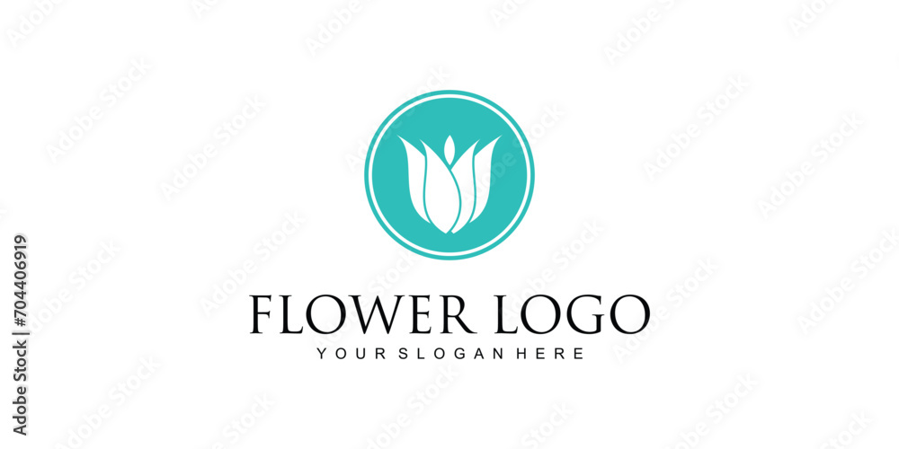 Simple flower logo design with modern concept| premium vector
