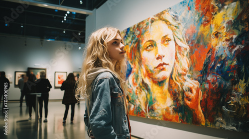 Blonde teenager in museum of arts © Mikoaj