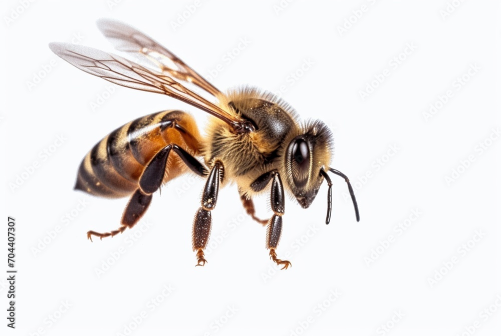 honey bee isolated on white background. generative ai - obrazy, fototapety, plakaty 