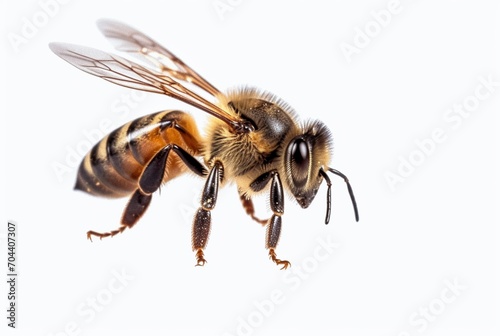 honey bee isolated on white background. generative ai © LivroomStudio