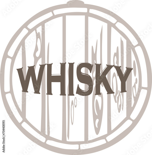 Schriftzug Vintage Whisky mit Holzfass