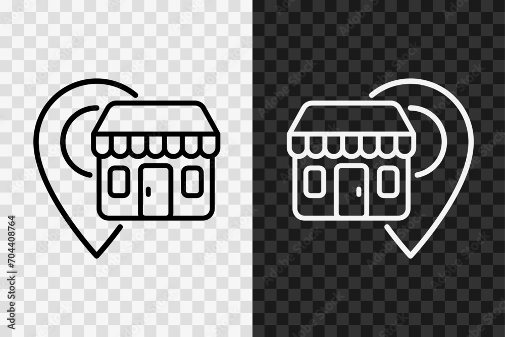Shop on the map, line icon, high quality vector editable stroke symbol