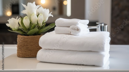 Hotel towels and toiletries