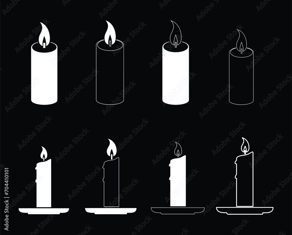 Candle vector icon. Burning candle illustration Candle vector icon. Burning candle illustration