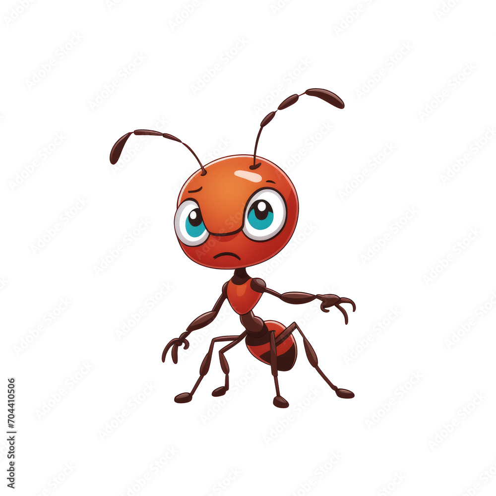 Vector red cartoon ant on transparent background, AI generated Vector red cartoon ant on transparent background, AI generated