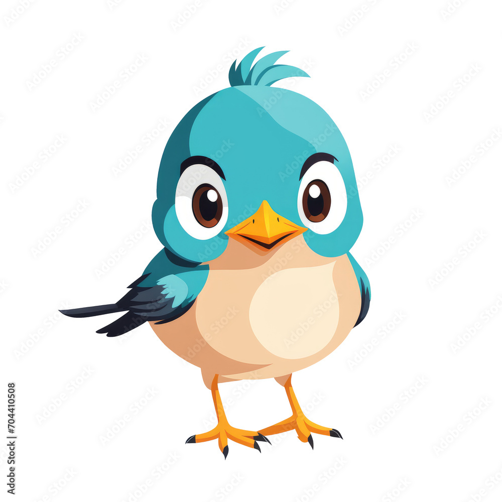 Vector cartoon orange and blue bird on transparent background, AI generated Vector cartoon orange and blue bird on transparent background, AI generated