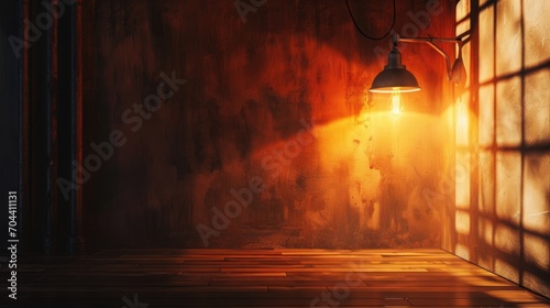 A lamp in a dark, empty room