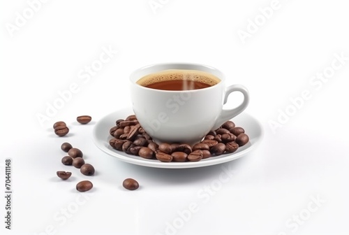 glass of coffee with real coffee beans isolated on white background. generative ai