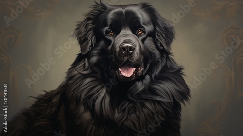 A detailed rendering captures the essence of a Russian dog breed, highlighting its strong physique and characteristic coat. The image showcases the breed's commanding presence and elegance.