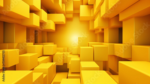 Abstract 3d render yellow geometric background